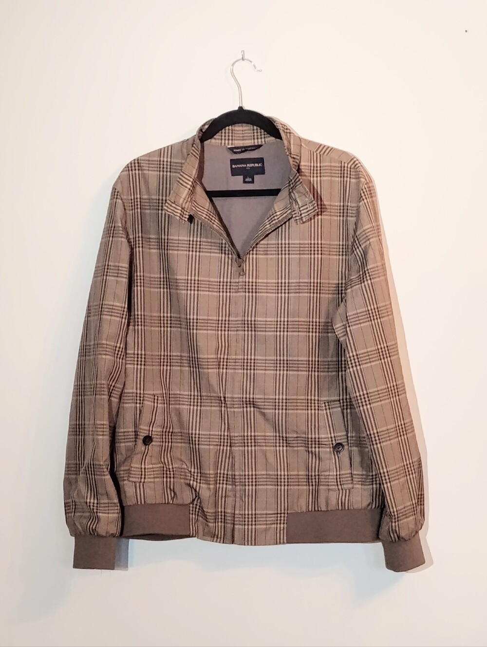 Banana Republic Men's Tan Plaid Bomber Jacket